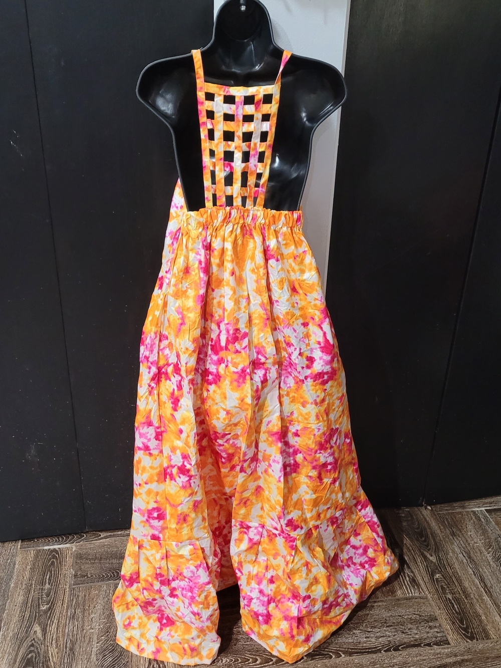Vibrant Orange & Pink Floral Maxi Dress